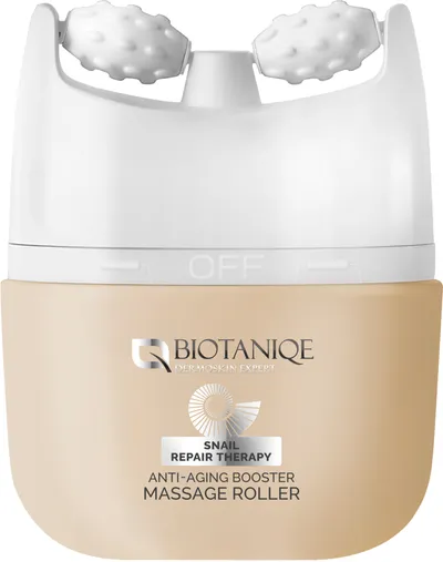 Biotaniqe Snail Repair Therapy, Anti-Aging Booster Massage Roller (Przeciwzmarszczkowe serum naprawcze do twarzy, szyi i dekoltu z rollerem masującym)