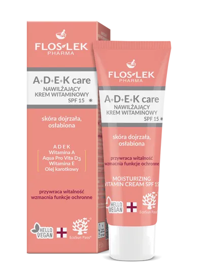 Floslek A+D+E+K Care, Nawilżający krem witaminowy SPF 15
