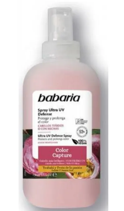 Babaria Natural Cosmetics Color Capture, Ultra UV Defense Spray (Odżywka w sprayu ochronna do włosów rozjaśnianych i farbowanych)