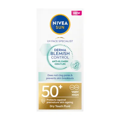 Nivea Sun, UV Face Specialist, Derma Blemish Control SPF 50+ (Fluid do twarzy zapobiegający niedoskonałościom SPF 50+)