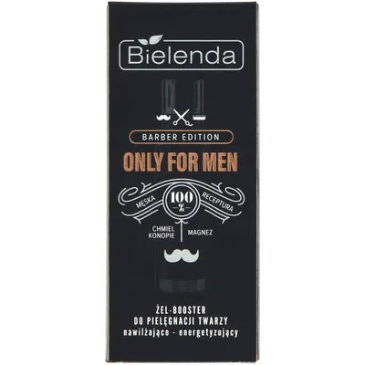 Bielenda Only For Men, Barber Edition, Żel-booster do pielęgnacji twarzy nawilżająco-energetyzujący