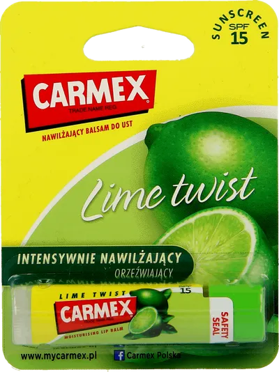 Carma Laboratories Carmex, Moisturising Lip Balm Lime Twist (Intensywnie nawilżający balsam w sztyfcie orzeźwiający)