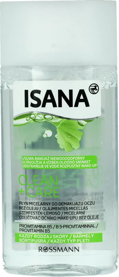 Isana Clean + Care,  Beztłuszczowy płyn micelarny do demakijażu oczu