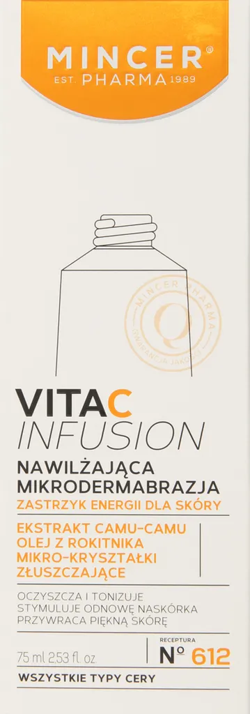 Mincer Pharma Vita C lnfusion, Nawilżająca mikrodermabrazja do wszystkich typów cery  No. 612