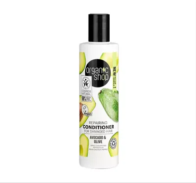 Organic Shop Repairing Avocado & Olive Conditioner (Naprawiająca wegańska odżywka do włosów zniszczonych z awokado i oliwą z oliwek)
