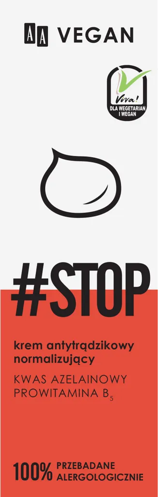 AA Vegan, #Stop, Krem antytrądzikowy normalizujący