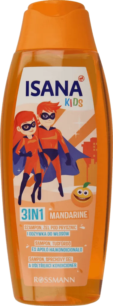 Isana Kids, Szampon, żel pod prysznic i odżywka do włosów 3 w 1