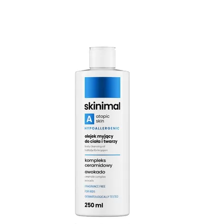 Skinimal Atopic Skin, Hypoallergenic, Olejek myjący do ciała i twarzy
