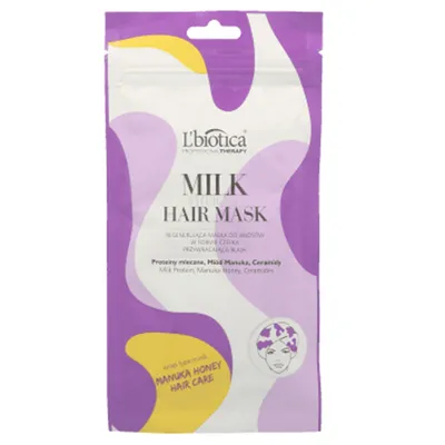 L'biotica Milk Therapy Hair Mask (Maska do włosów w formie czepka regenerująca `Proteiny mleczne, miód manuka, ceramidy`)