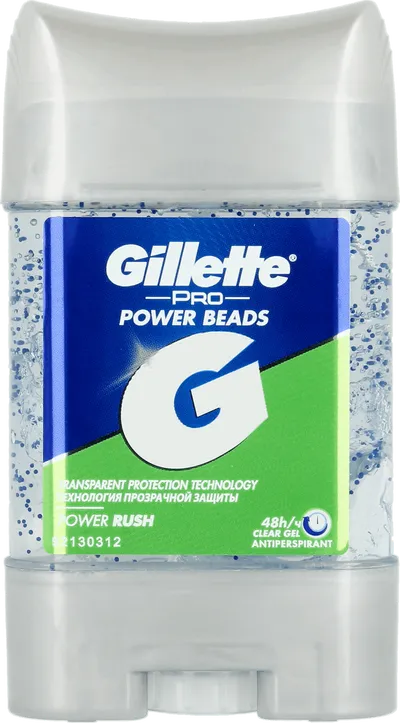 Gillette Pro, Power Rush Power Beads Clear Gel Antiperspirant 48h (Antyperspirant w żelu dla mężczyzn)