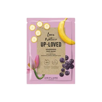 Oriflame Love Nature, Up-Loved Nourishing Face Mask (Odżywcza maseczka do twarzy  z kwiatem bananowca i organicznym acai)