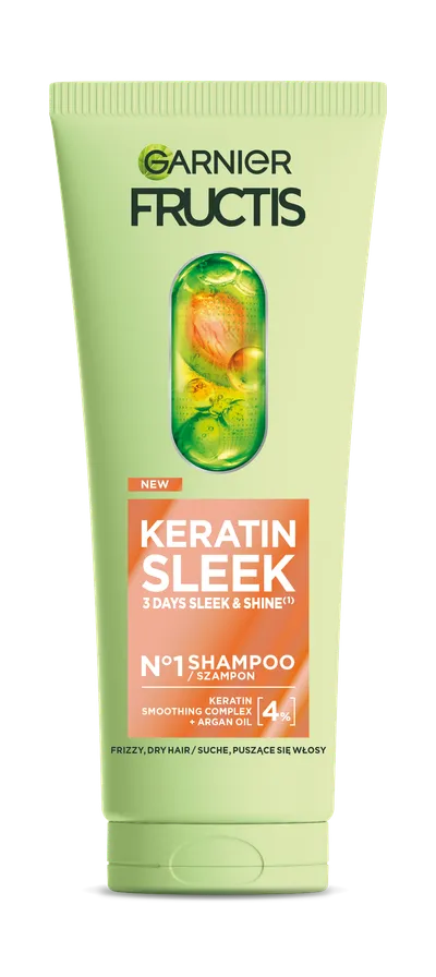 Garnier Fructis, Keratin Sleek, Shampoo (Szampon do włosów suchych i puszących się)