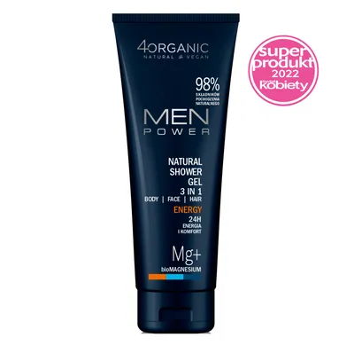 4Organic Men, Power Natural Shower Gel 3 in 1 Energy (Naturalny żel pod prysznic 3 w 1)