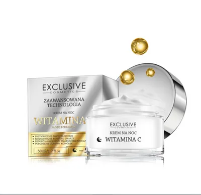 Exclusive Cosmetics Witamina C,  Krem na noc 50+ `Złoto i ceramidy`