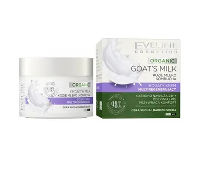 Eveline Cosmetics Organic Goat`s Milk, Bogaty krem multiregenerujący `Kozie mleko i kombucha`