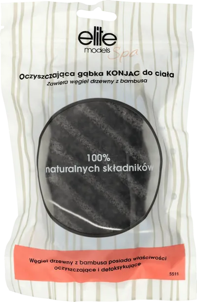 Elite Models Konjac Sponge with Bamboo Charcoal (Gąbka konjac do twarzy i ciała z węglem bambusowym)