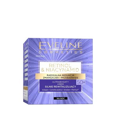 Eveline Cosmetics Retinol & Niacynamid, Ultrabogaty krem silnie rewitalizujący na noc 50+