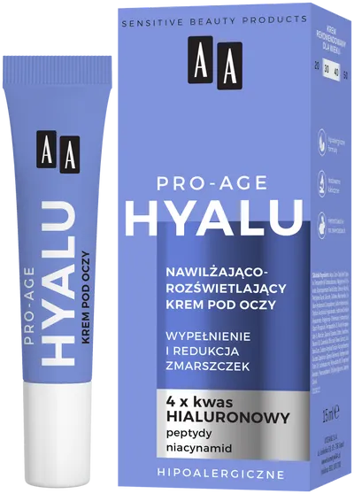 AA Pro-Age Hyalu, Nawilżająco-rozświetlający krem pod oczy
