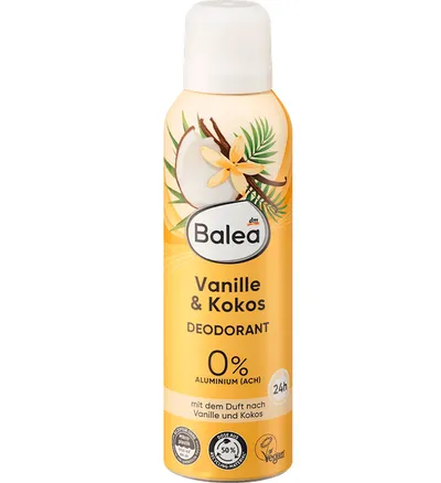 Balea Vanilla & Coconut, Deospray (Wanilia i kokos, Dezodorant w sprayu)