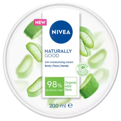 Nivea Naturally Good, 24h Moisturising Cream Body, Face, Hands (Uniwersalny krem nawilżający)