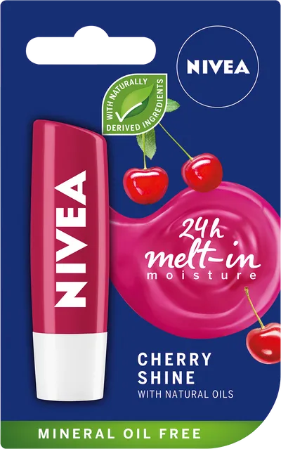 Nivea Cherry Shine, 24h Melt-in Moisture (Pomadka ochronna wiśniowa)