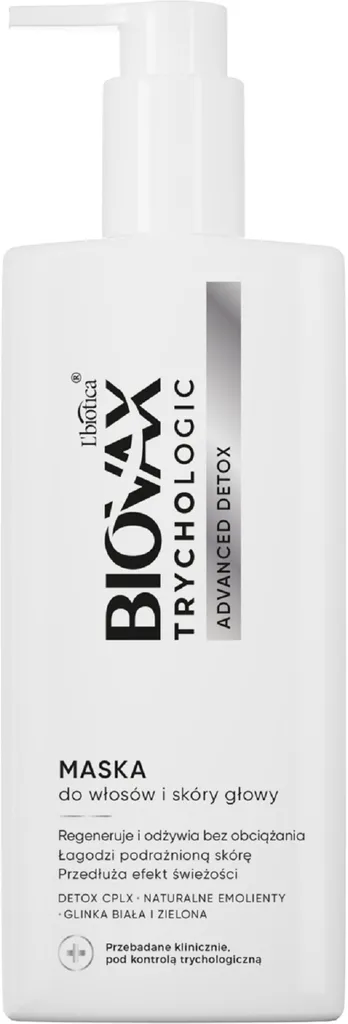 L'biotica Biovax Trychologic, Advanced Detox, Maska do włosów i skóry głowy