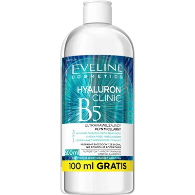 Eveline Cosmetics Hyaluron Clinic B5, Ultranawilżający płyn micelarny 3 w 1