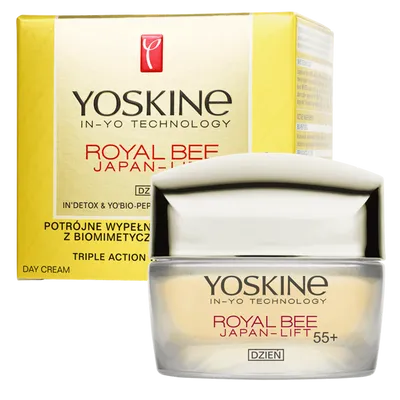 Yoskine Royal Bee Japan-Lift, Triple Action Wrinkle Filler Cream 55+ (Krem na dzień z biomimetycznym peptydem 55+ `Potrójne wypełnienie zmarszczek `)