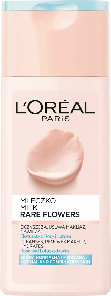 L'Oreal Paris Skin Expert, Rare Flowers, Milk (Mleczko oczyszczające z ekstraktami z róży oraz lotosu skóra normalna i mieszana)