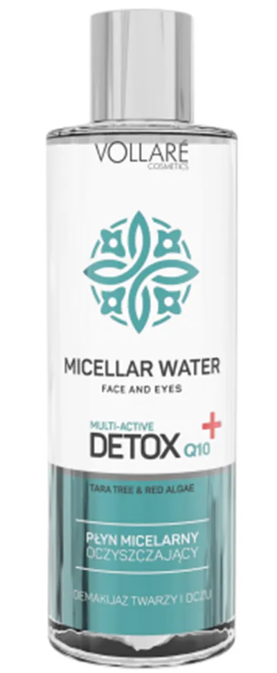Vollare Cosmetics Multi-Active Detox + Q10, Cleansing Micellar Water with Red Algae and Coenzyme Q10 (Oczyszczający płyn micelarny z czerwoną algą i koenzymem Q10)