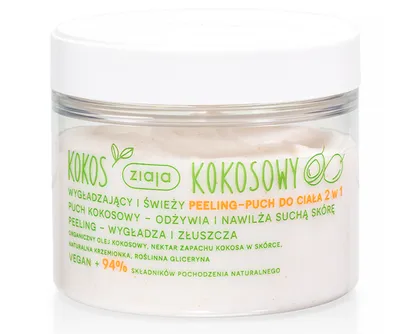 Ziaja Kokosowy Kokos, Wygładzający i świeży peeling-puch do ciała 2 w 1