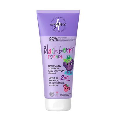 4Organic Blackberry Friends, Naturalny szampon i żel do mycia dla dzieci 2w1