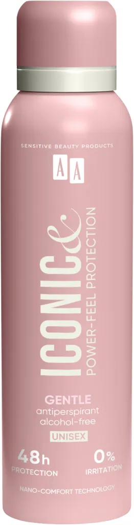 AA Iconic & Power-Feel Protection, Gentle, Unisex Alcohol-Free Antiperspirant Spray (Antyperspirant w sprayu)