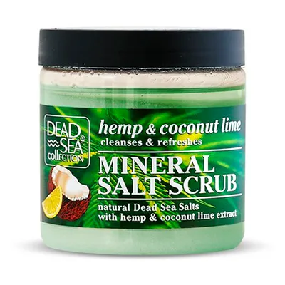 Dead Sea Collection Mineral Salt Scrub, Natural Dead Sea Salts with Hemp & Coconut Lime Extract (Peeling solny z ekstraktami z konopi, kokosa, limonki i minerałami Morza Martwego)