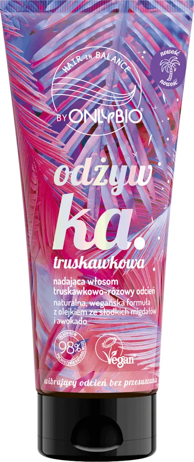 OnlyBio Hair in Balance, Odżywka truskawkowa nadająca włosom truskawkowo-różowy odcień