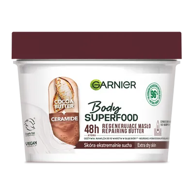 Garnier Body Superfood, Cocoa Butter + Ceramide 48H Repairing Butter (Regenerujące masło z masłem kakaowym i ceramidami)
