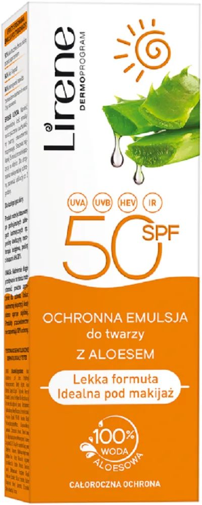 Lirene Dermoprogram Ochronna emulsja do twarzy z aloesem SPF 50