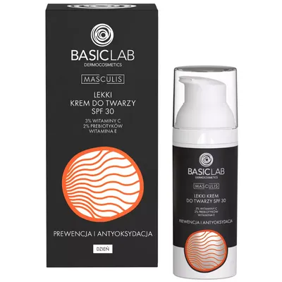 BasicLab Dermocosmetics Masculis, Lekki krem do twarzy na dzień SPF 30