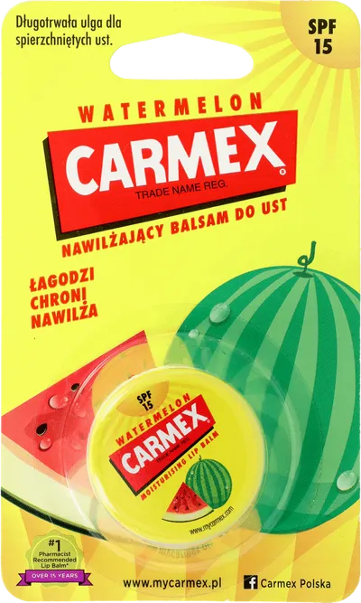 Carma Laboratories Carmex, Moisturising Lip Balm Watermelon (Nawilżający balsam do ust w słoiczku o smaku arbuza)