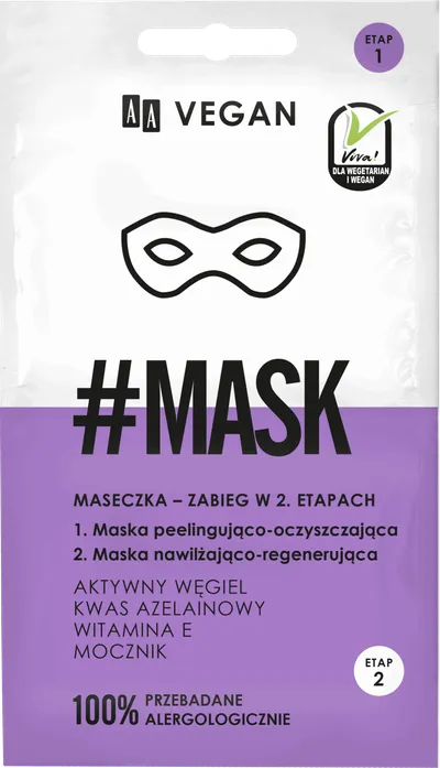 AA Vegan, #Mask, Maska-zabieg w 2 etapach oczyszczajaco-regenerująca