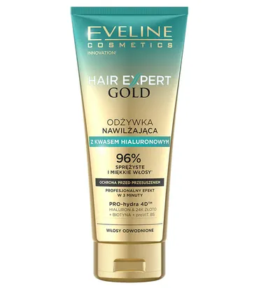Eveline Cosmetics Hair Expert Gold, Odżywka nawilżająca z kwasem hialuronowym