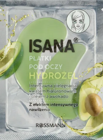 Isana Hydrożelowe płatki pod oczy z kwasem hialuronowym i olejem z awokado