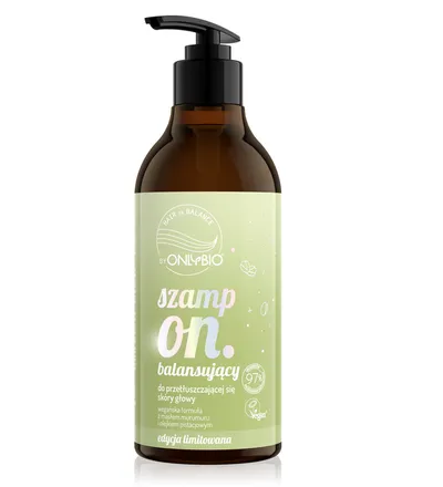 OnlyBio Hair In Balance, Szampon balansujący do przetłuszczającej się skóry głowy z masłem murumuru i olejkiem pistacjowym
