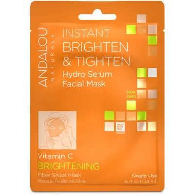 Andalou Naturals Instant Brighten & Tighten, Hydro Serum Facial Mask (Rozświetlająca maseczka w płachcie z witaminą C)