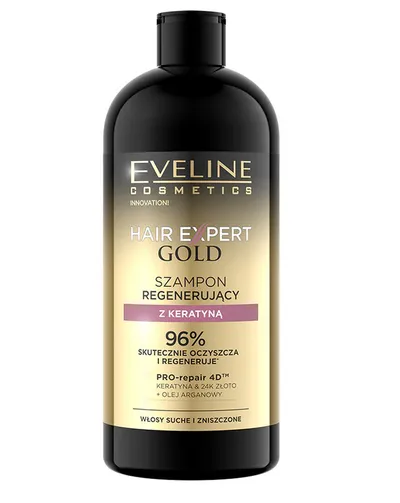 Eveline Cosmetics Hair Expert Gold, Szampon regenerujący z keratyną