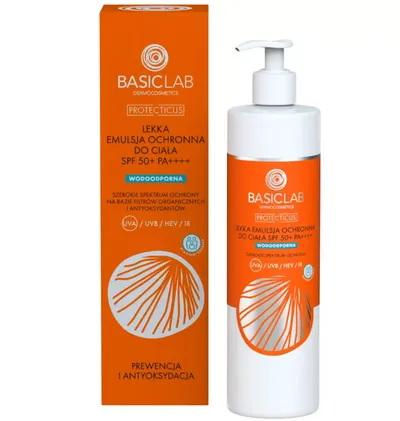 BasicLab Dermocosmetics Protecticus, Lekka emulsja ochronna do ciała SPF 50+ PA++++