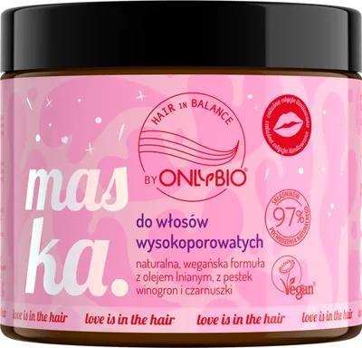 OnlyBio Hair Balance, Maska do włosów wysokoporowatych (różne zapachy)