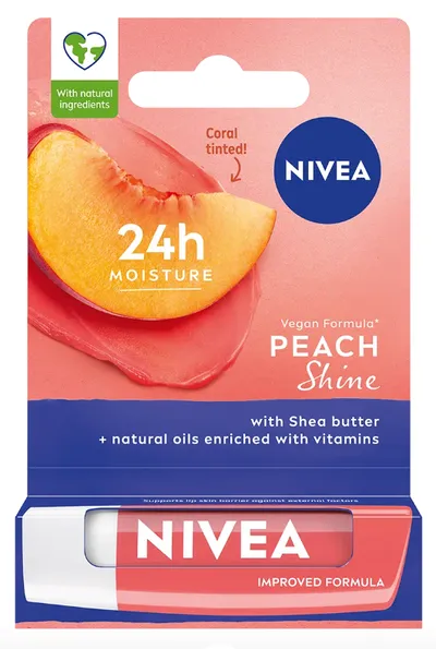 Nivea 24H Moisture, Peach Shine, Lip Balm (Ochronna pomadka do ust)