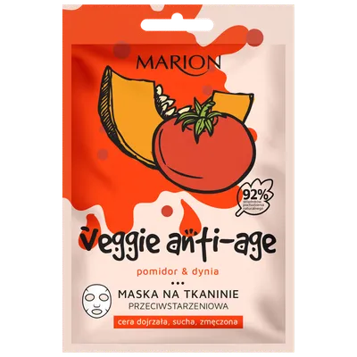 Marion Veggie Anti-Age, Maska przeciwstarzeniowa do twarzy na tkaninie `Pomidor & dynia`