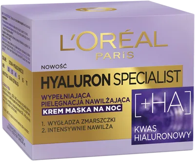 L'Oreal Paris Hyaluron Specialist, Replumping Moisturizing Night Cream/Mask (Wypełniająca pielęgnacja nawilżająca, krem/maska na noc)